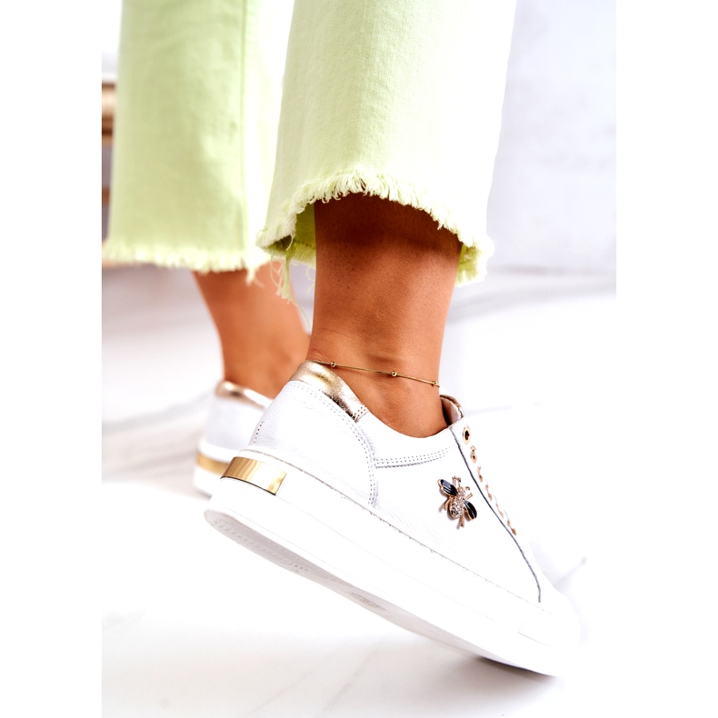 Női bőr sportcipő a filipczyk platformon cirkonokkal fehér 4