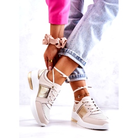 S.Barski Női bőr sportcipő éken bézs Larson 2