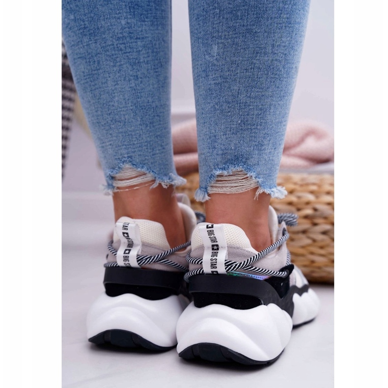 Női sportcipő Big Star, Daniel Lopez, fehér FF274A546 fekete ezüst 3