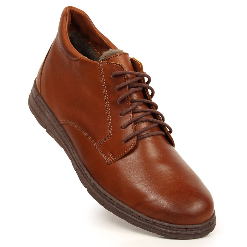 Kényelmes férfi bőrcipő, barna Łukbut 1816 1