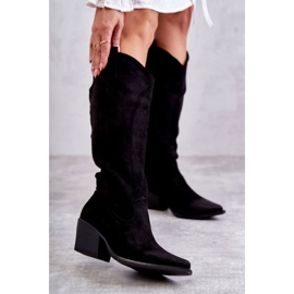 WS1 Fekete Casey velúr cowboy csizma 1