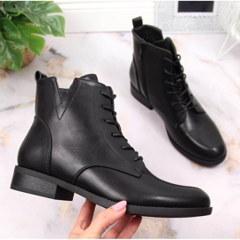 S.Barski S. Barski fekete fűzős csizma cipzárral 1