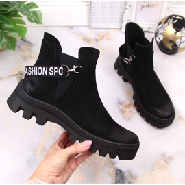 Női velúr Chelsea csizma fekete Potocki platformon 1