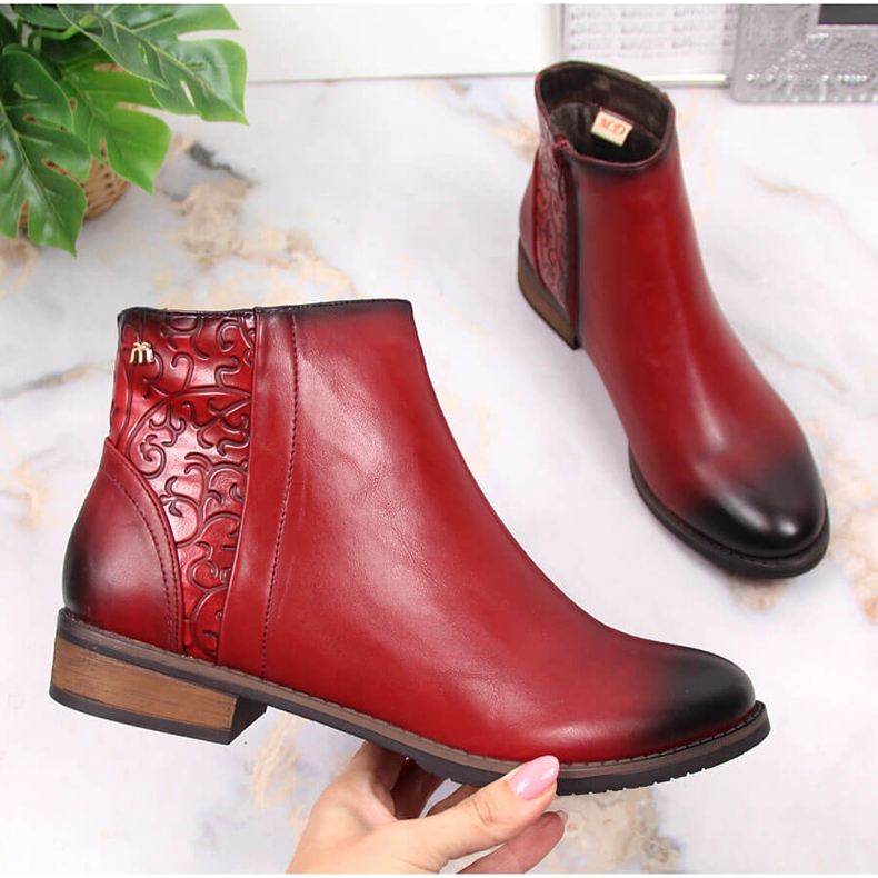 M. DASZYŃSKI Piros Női meleg jodhpur csizma Daszyński SAN4B 1