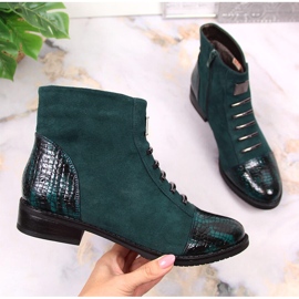 M. DASZYŃSKI Zöld Daszyński SAN6 szigetelt zöld női csizma cipzárral 1