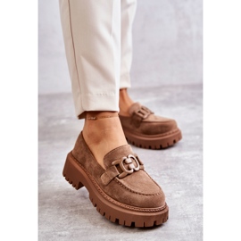 FB2 Női Brogues Velúr Sötétbézs Leeza Dekorációval 1