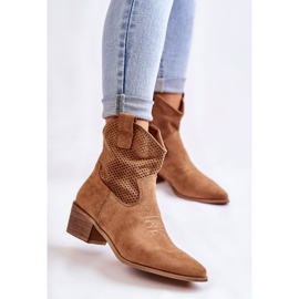 FB1 Velúr áttört Cowboy csizma Camel Elvire varrással barna 2 FB1 Velúr áttört Cowboy csizma Camel Elvire varrással barna 2