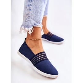 S.Barski Női anyagú tornacipő Slip-On Navy Blue Lilis kék 2
