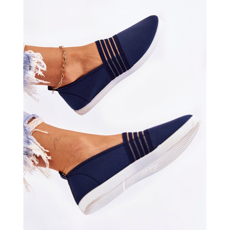 S.Barski Női anyagú tornacipő Slip-On Navy Blue Lilis kék 1