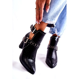 WJ2 Női csizma a sarkon strasszokkal, fekete kelin 3 WJ2 Női csizma a sarkon strasszokkal, fekete kelin 3