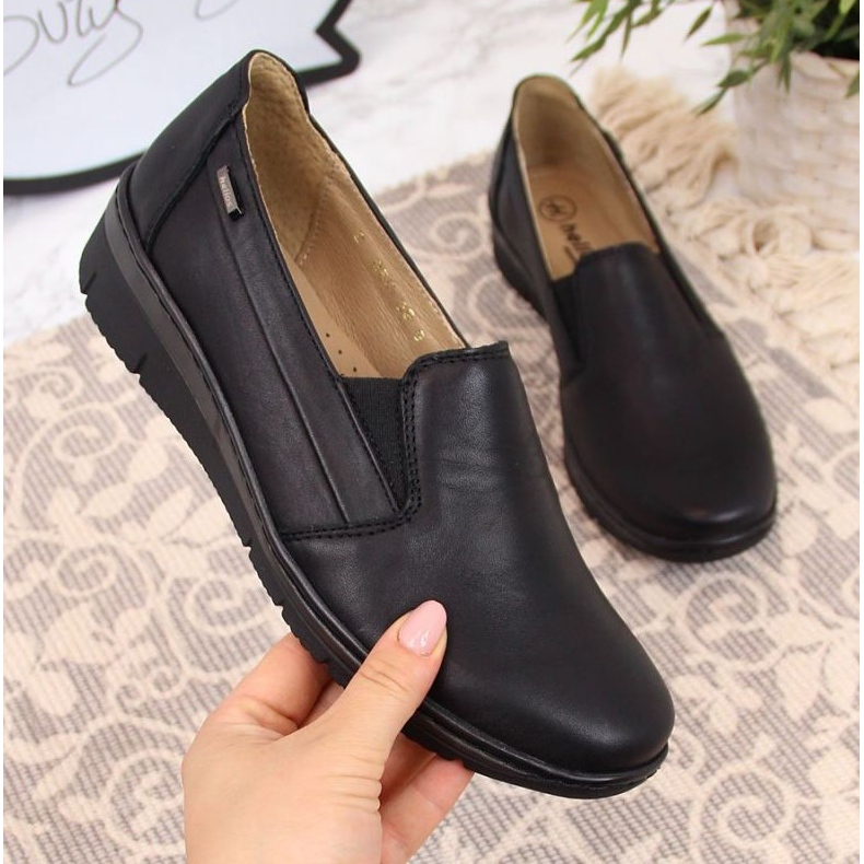 Helios Bőr, bebújós cipő fekete 1