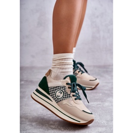 FB2 Divatos női sportcipő éken bézs-zöld Aronne 1