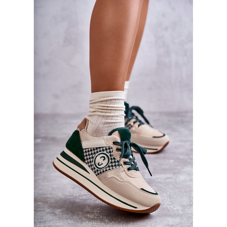 FB2 Divatos női sportcipő éken bézs-zöld Aronne 1