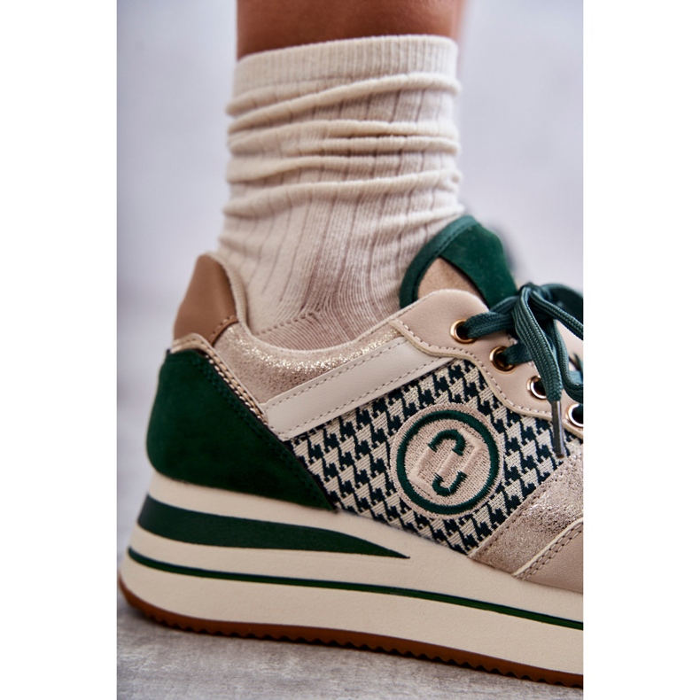 FB2 Divatos női sportcipő éken bézs-zöld Aronne 2