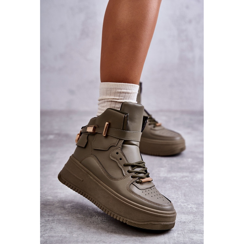 Női magas meleg sportcipő Lexa Green khaki zöld 1