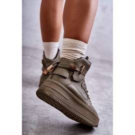 Női magas meleg sportcipő Lexa Green khaki zöld 2