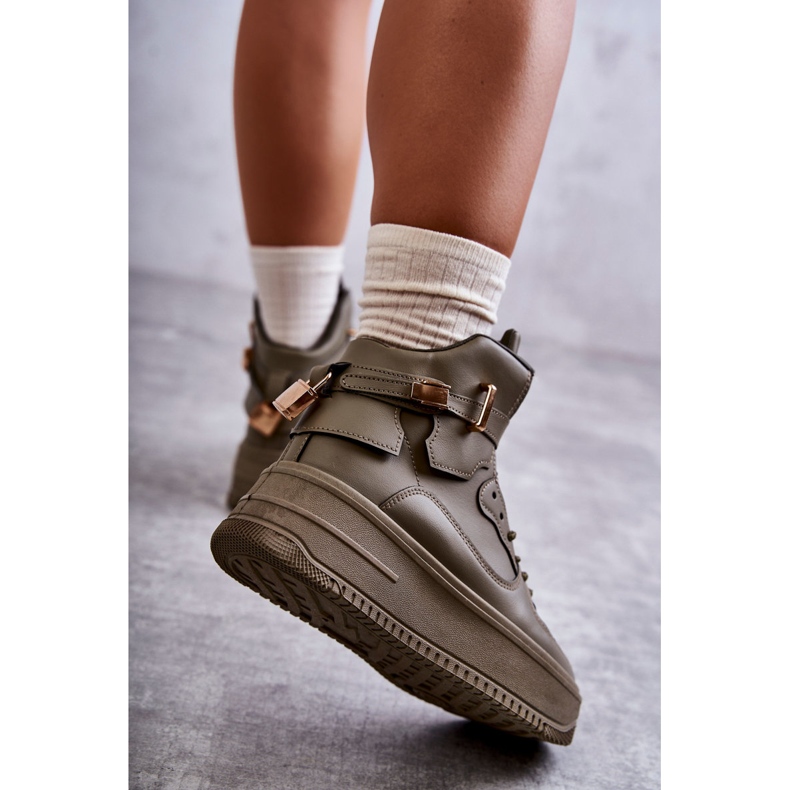Női magas meleg sportcipő Lexa Green khaki zöld 2