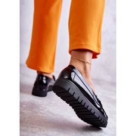 PL5 Női bőrcipők a Black Venesia platformon fekete 2