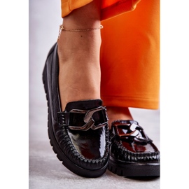 PL5 Női bőrcipők a Black Venesia platformon fekete 1