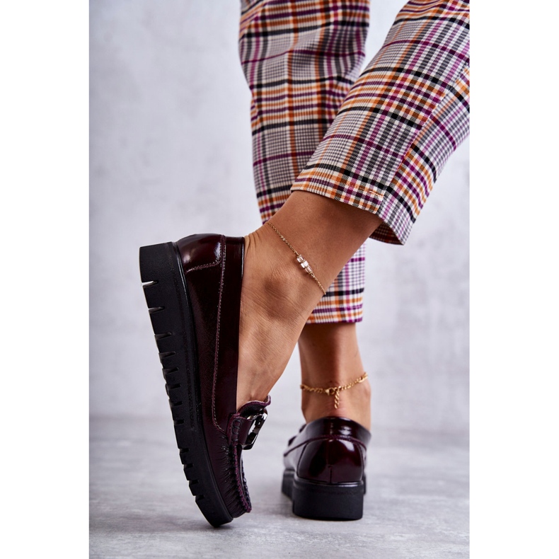 PL5 Női bőrcipők a Venesia Burgundy platformon piros sokszínű 2