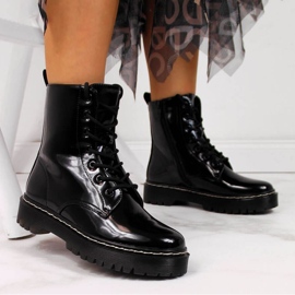 Meleg lakkozott csizma Vinceza W JAN55A fekete 2