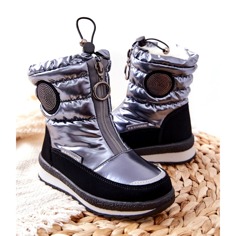 Evento Snow Boots Térdcsizma gyerekeknek Miss❤E 21DZ23-4324 Szürke fekete ezüst 3