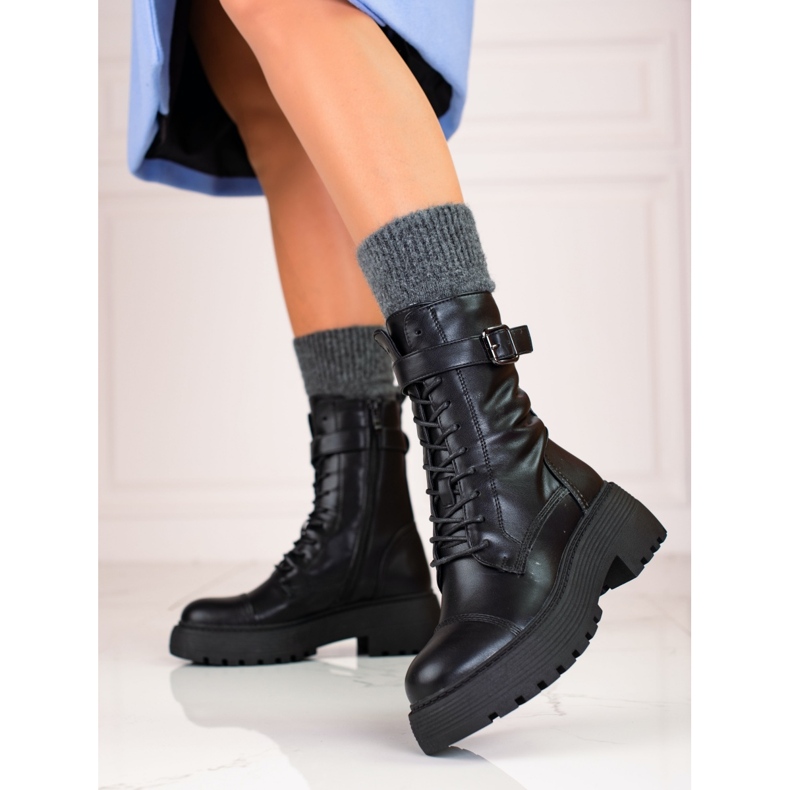 Magas fekete női táskák Shelovet fűzéssel 1