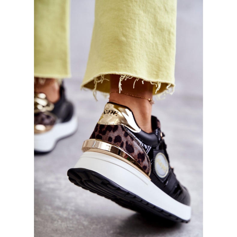 Női sportcipő Wedge GOE KK2N4085 fekete barna aranysárga 2