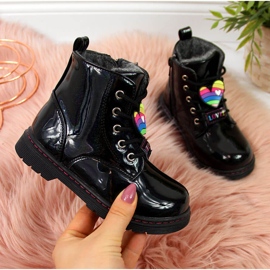 Fekete Miss❤E csizma lányoknak báránygyapjúval szigetelve 2