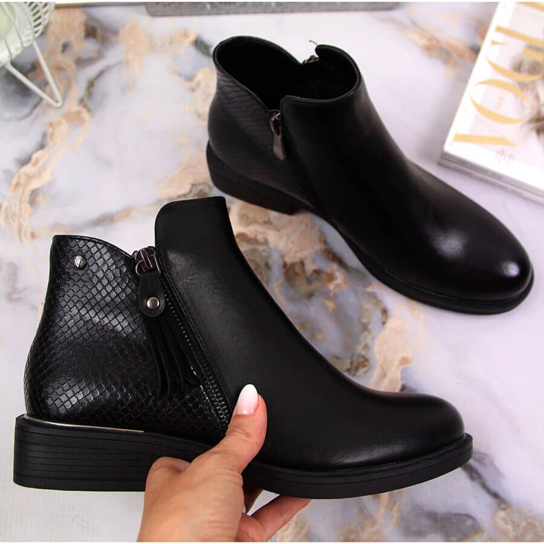 Női jodhpur csizma fekete kígyóbőr Vinceza 1