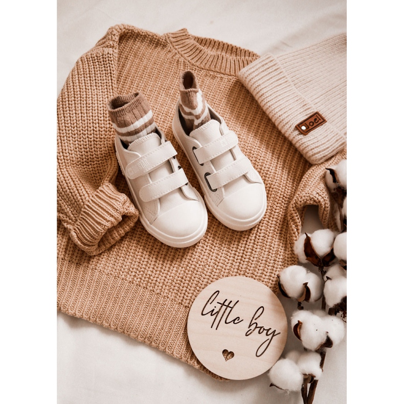 Gyermek bőr tornacipő tépőzárral Big Star KK374093 fehér 1