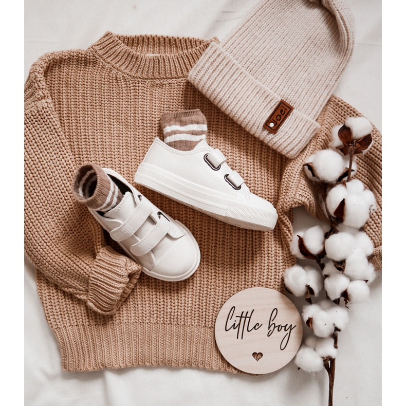 Gyermek bőr tornacipő tépőzárral Big Star KK374093 fehér 2