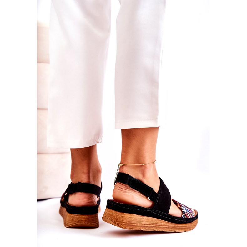 Bőr női szandál Maciejka 04142-20 Fekete sokszínű 3