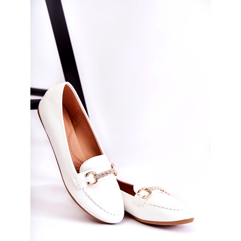 Női bőr mokaszin díszítéssel, fehér 4 Női bőr mokaszin díszítéssel, fehér 4