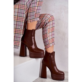 Női Eco-bőr csizma masszív sarkon Brown Jones barna 1