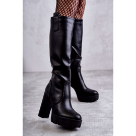 WS1 Divatos Eco-bőr csizma a Black Isabell platformon fekete 1