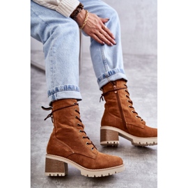 Női meleg csizma magas sarkú Camel Julieta barna 2