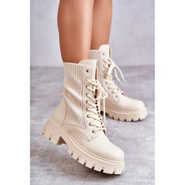 FS1 Női munkáscsizma zoknival Bézs Abigail 1