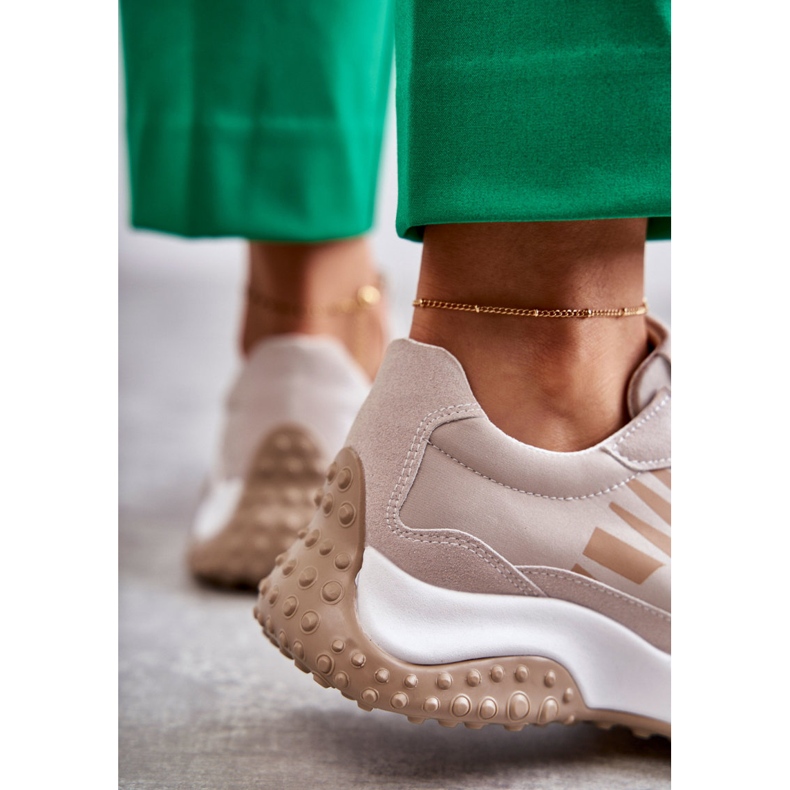 Vinceza Női bézs fűzős sportcipő barna 2