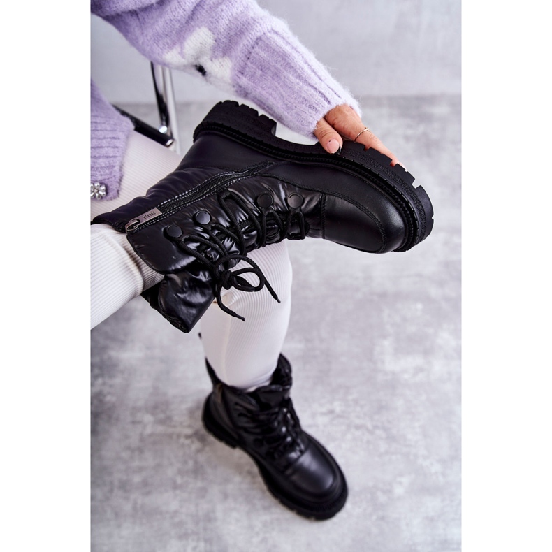 Női fűzős hócsizma GOE KK2N4017 Fekete 1