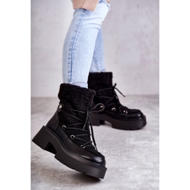 Női Black Sanna hócsizma báránybőrrel fekete 1