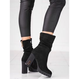 Női Shelovet velúr csizma magas oszlopon fekete 1