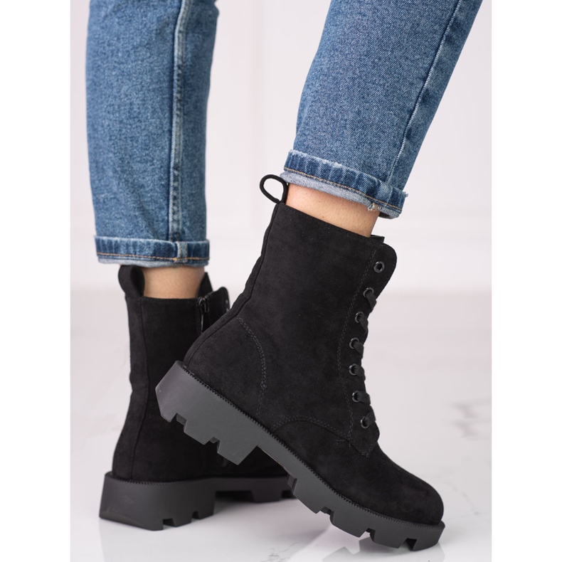 Női Shelovet fekete fűzős velúr táskák 1