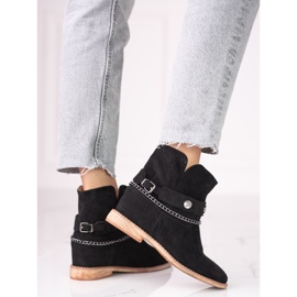 Női velúr cowboy csizma éken Shelovet fekete 2