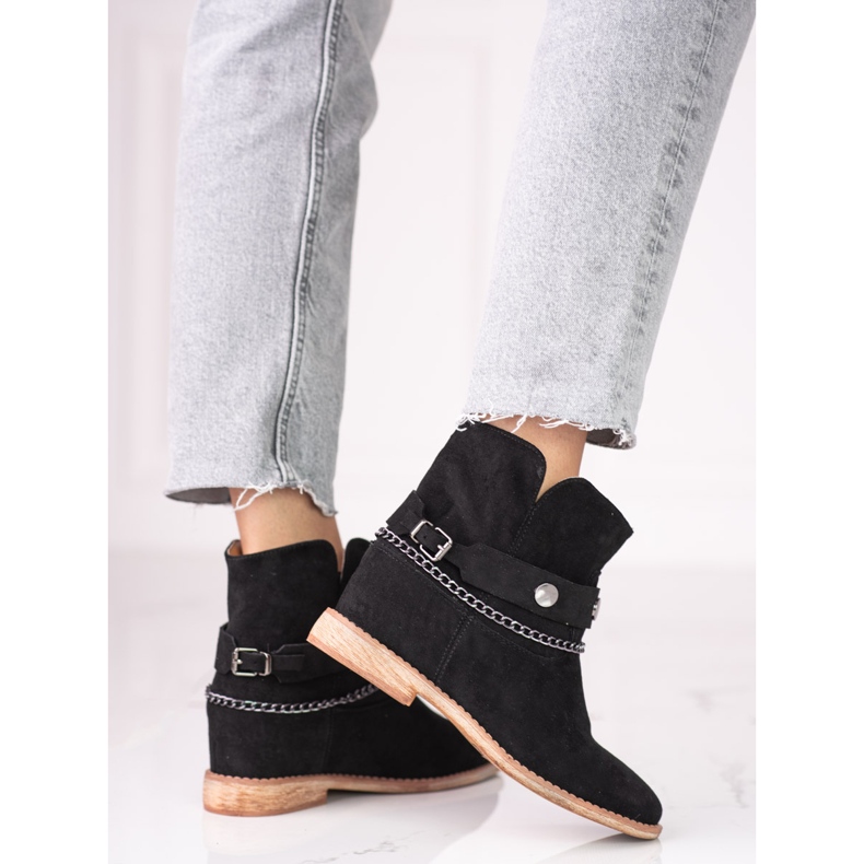 Női velúr cowboy csizma éken Shelovet fekete 2