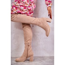 FE1 Klasszikus Clarissa bézs velúr felső csizma barna 2