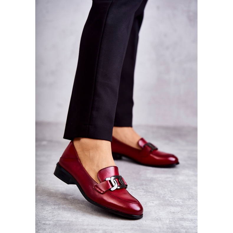 Vinceza Divatos Bőr Loafers Burgundy Trine piros 1