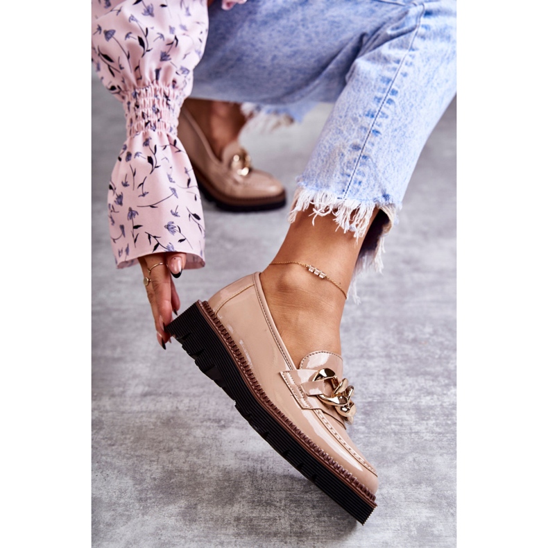 Vinceza Lakkozott naplopók Reidun Bézs Platformon barna 1