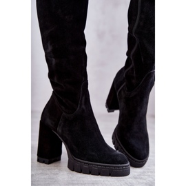 PA2 Divatos velúr fekete comb magas csizma Estrela 2