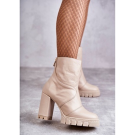 Bőr csizma magas sarkú bézs színű Elia 2 Bőr csizma magas sarkú bézs színű Elia 2